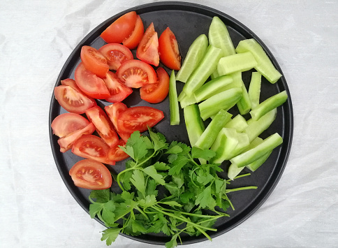 cucumber, tomato, parsley