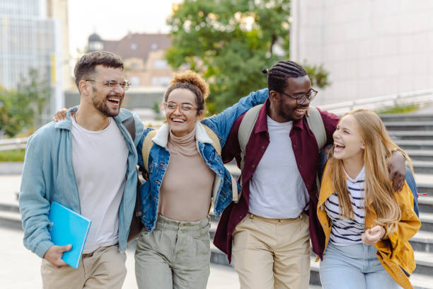 istock Happy group of students on the street 1482681444