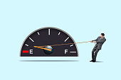 Man Attempts To Keep A Fuel Gauge From Reaching Empty