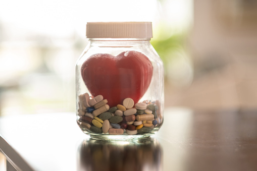 medicine and jar and heart shape