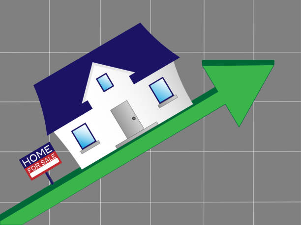 Housing market arrow up vector art illustration
