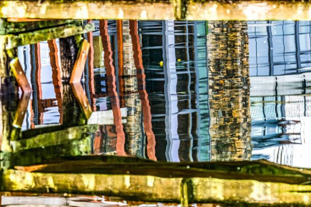 istock Brown Blue Pier Reflection Abstract Gig Harbor Washington State 1482698810