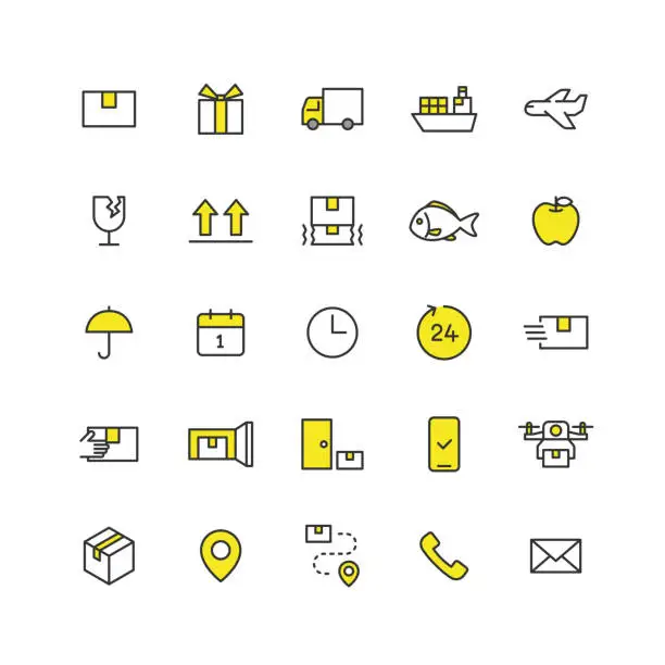 Vector illustration of Shipping-related icon sets