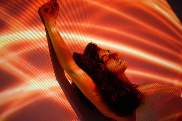 istock Pretty long-haired woman on abstract background 1482704507