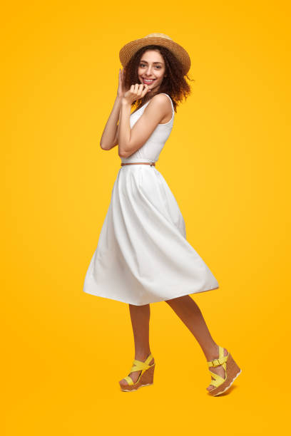 istock Graceful woman in summer dress in studio 1482706482