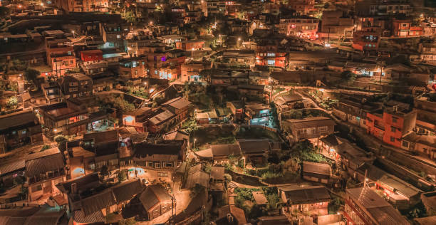 istock Drone point of view Juifen, Taiwan Nightscape 1482707603