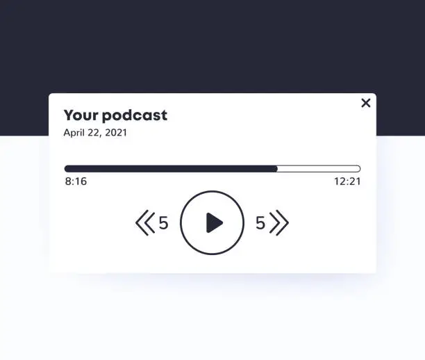 Vector illustration of Podcast player interface design in minimal style