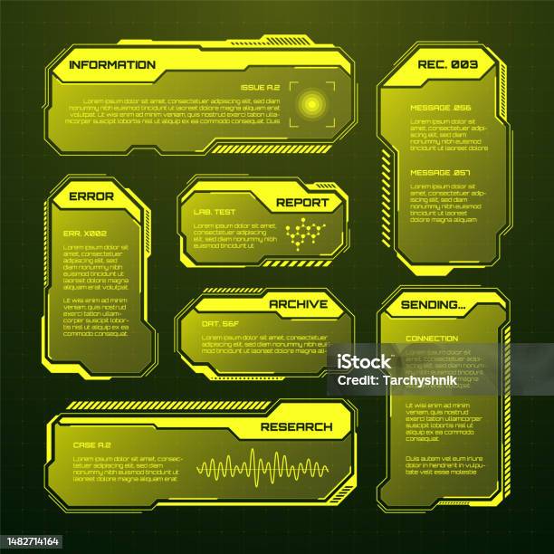 Text Box Ui Examples Games Yellow Futuristic Hud Ui Elements Scifi User Interface Text Boxes ...