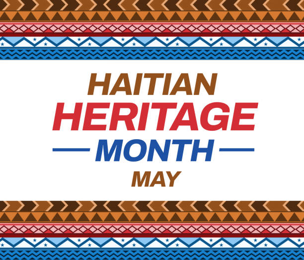 ilustrações de stock, clip art, desenhos animados e ícones de haitian heritage month backdrop design in traditional style with colorful design and text. heritage month haitian concept design - haiti