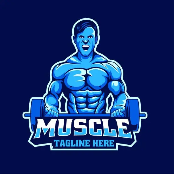 Vector illustration of Muscle esport logo mascot design