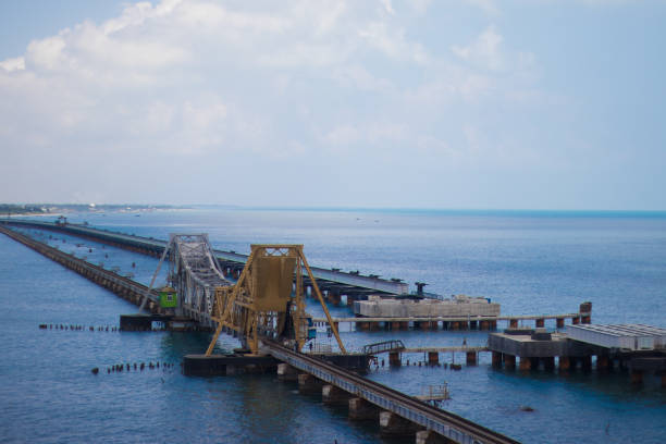 istock Railway bridge in the blue ocean 1482721041