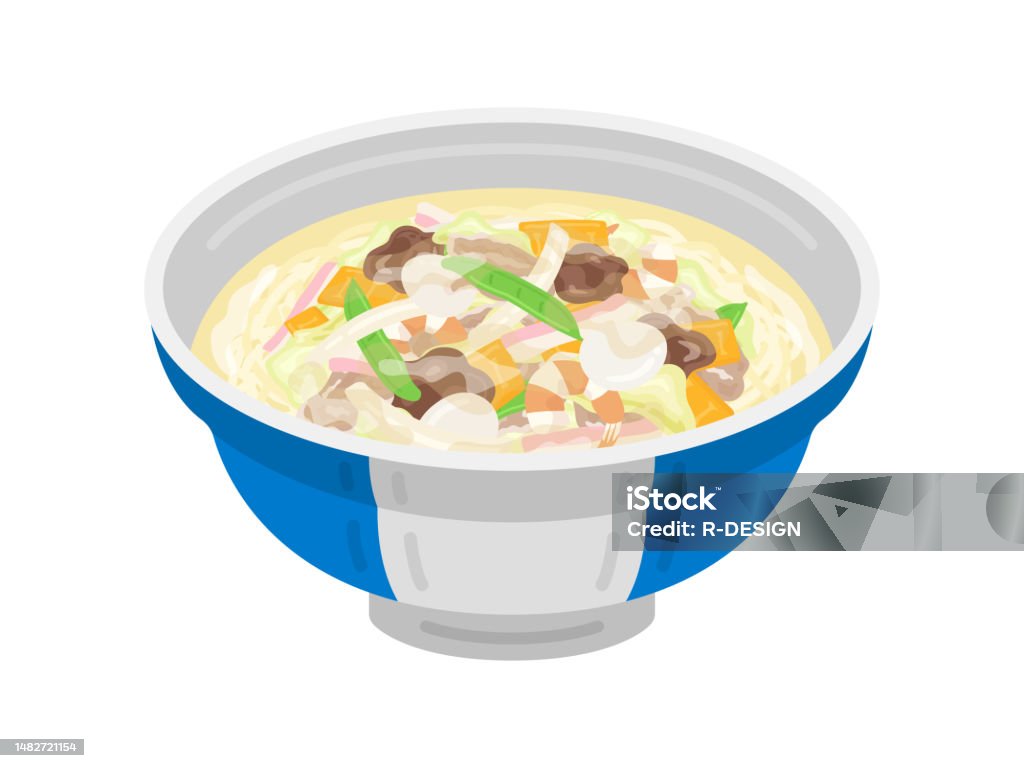 An illustration of champon in a bowl. Champon Noodles stock vector An illustration of champon in a bowl. Champon Noodles stock vector