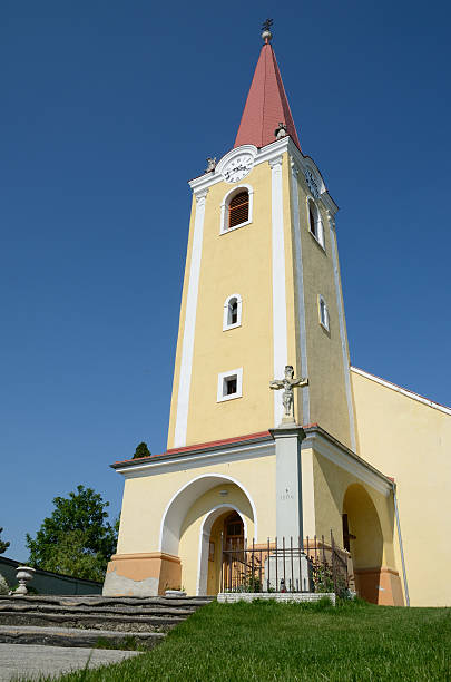 Catholic church in the village Malzenice stock photo