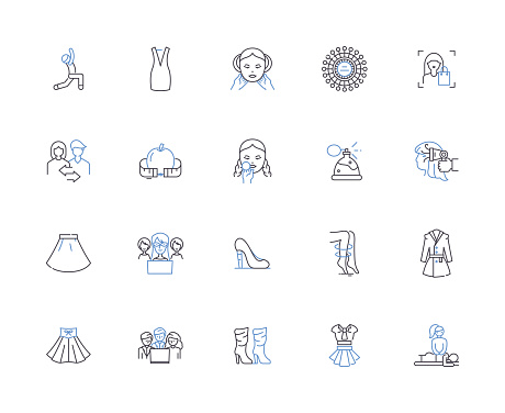 Women line icons collection. Female, Ladies, Womenfolk, Ladies, She, Herself, Womanly vector and linear illustration. Feminine, Gal, Maiden outline signs set