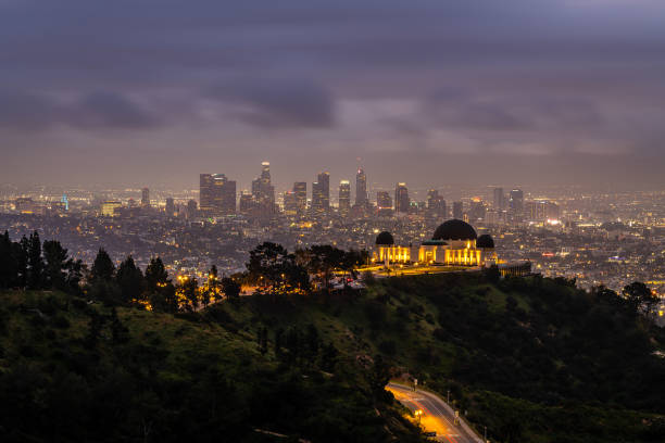 Griffith Park and the Hollywood Hills Views of Griffith Park and Los Angeles from the Hollywood Hills griffith park observatory stock pictures, royalty-free photos & images