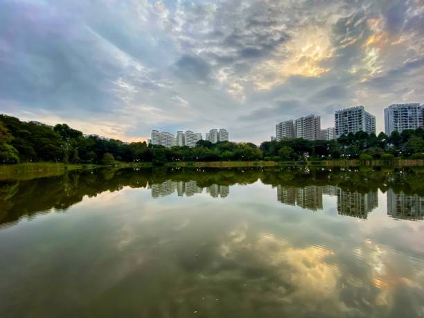 istock Reflection of housing estates near Punggol Park 1482726237