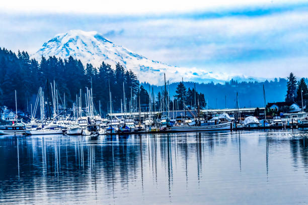 istock Mount Rainier Sailboats Reflection Gig Harbor Washington State 1482728957
