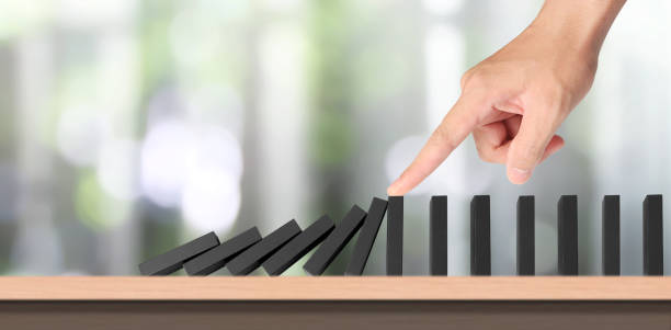 istock The Domino effect stopped by unique 1482730044