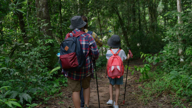 istock Asian family hiking, exploration, and Learning about Nature 1482730095