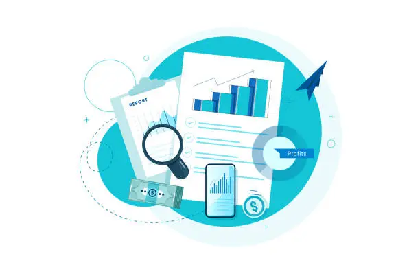 Vector illustration of Report, business analytics, market research concept.