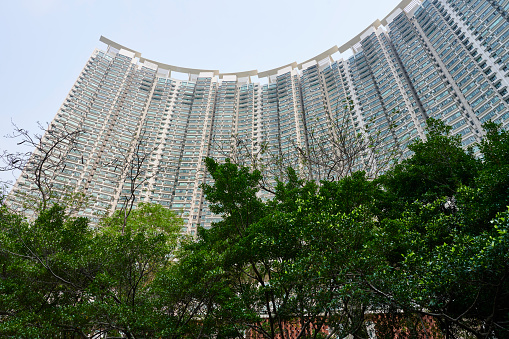 High rise residential buildings in Tung Chung. Lantau Island. Hong Kong.