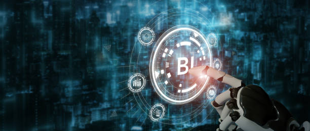 istock BI-Business intelligence. The process of leveraging data driven insights to make informed decisions. Using AI for the big data analytics. Utilizing data driven decision making to improve performance. 1482736284
