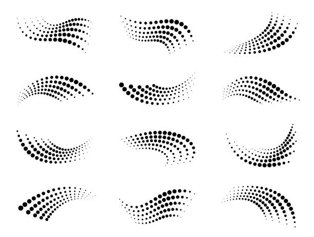 Abstract design elements Abstract shapes for design. Halftone wave patterns joining the dots stock illustrations