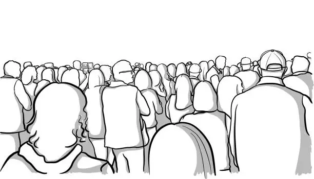 Vector illustration of Audience Rear View Crowd