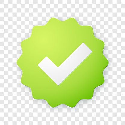 Check mark badge. Carefully layered and grouped for easy editing.