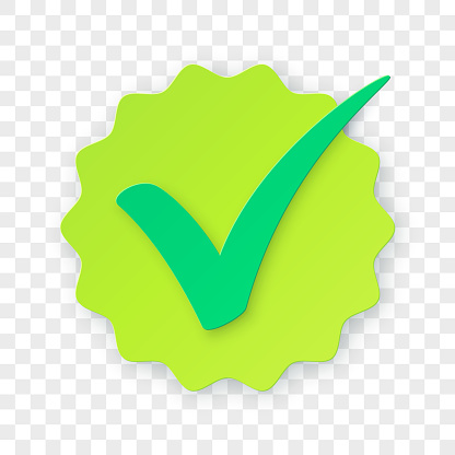 Check mark badge. Carefully layered and grouped for easy editing.