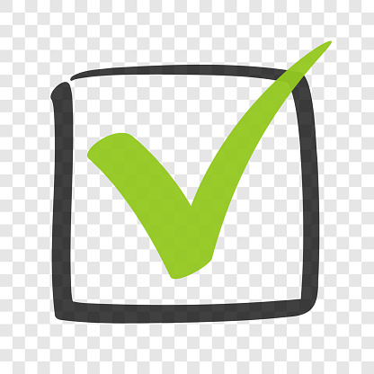 Vector check mark icon on transparent background. Layered and grouped for easy editing.