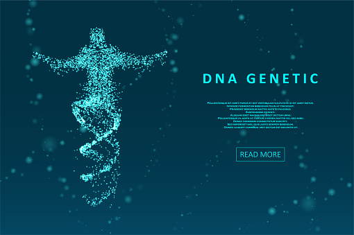 Futuristic model of human dna, abstract molecules. DNA concept structure illustration. Science template for your design.