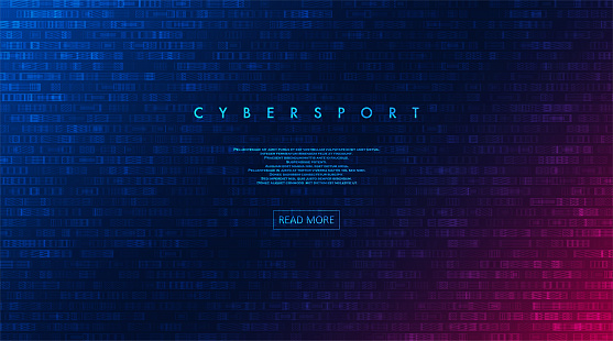 Abstract cybersport visualization. Neon colors gradient background. Geometric pattern representation. Graphic concept for your design.