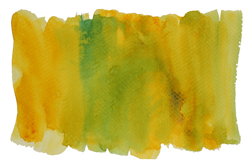 Abstract background and texture pattern yellow and green color flow isolated on white background, Illustration watercolor hand draw and painted on paper