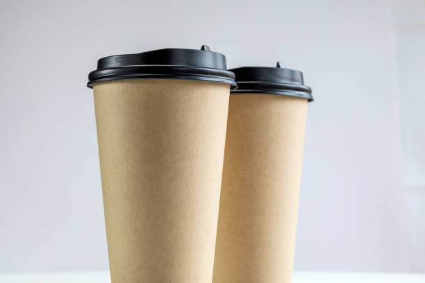 istock Eco friendly brown cup,Takeaway paper coffee cup isolated on white background. Zero waste and ecology concept. eco-friendly disposable brown paper cup mock up design 1482754708