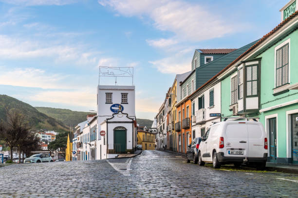 Morning view of Horta in Azores stock photo