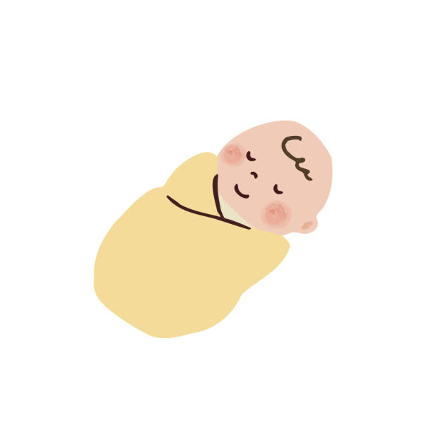 baby in wickel gewickelt - baby blanket illustrations stock-grafiken, -clipart, -cartoons und -symbole