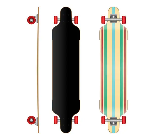 Vector illustration of set of realistic skateboard deck template isolated. eps vector