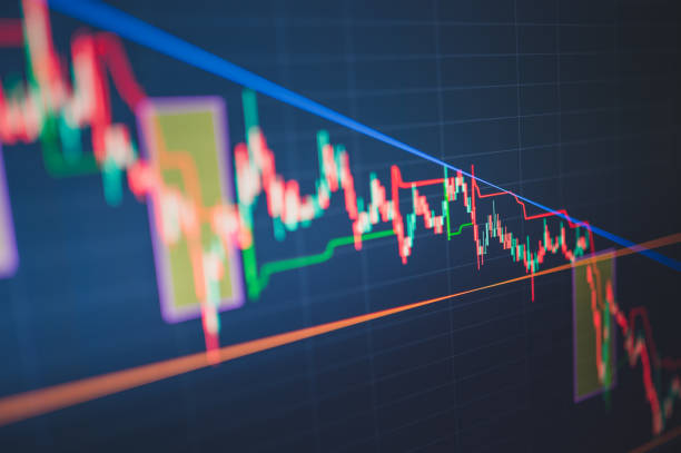 istock Candle stock braking triangle trend line 1482757019