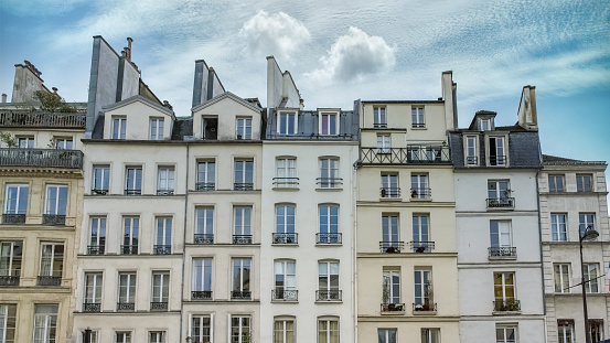 Facade of the Parisian freestone building