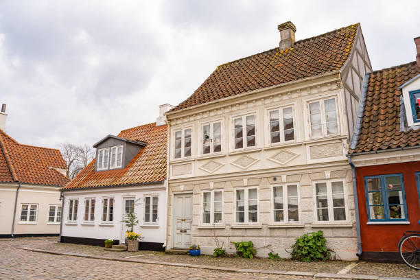 Ebeltoft, Denmark - 22 June 2019: the traditional historic village of Ebeltoft on Jutland in Denmark