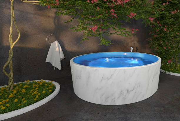 istock modern luxury bathroom with whirpool and tree - 3D Illustration 1482769883