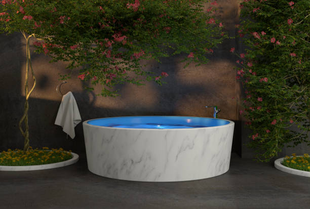 istock modern luxury bathroom with whirpool and tree - 3D Illustration 1482769890