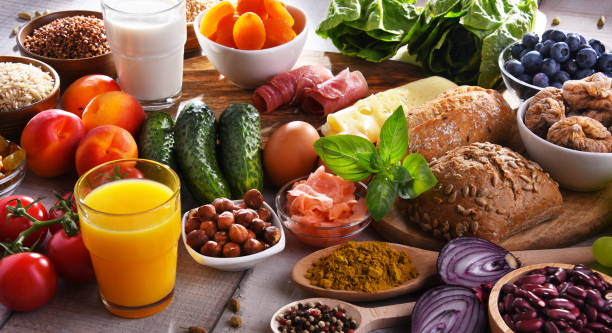 istock Assorted organic food products on the table 1482774323