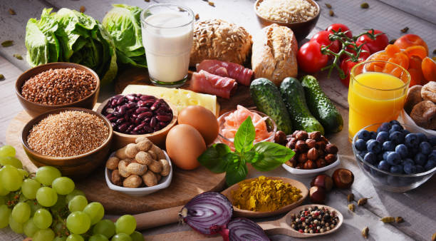 istock Assorted organic food products on the table 1482774359