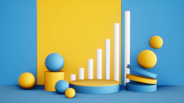 istock Abstract 3D products display podium showcase for scene with geometric shape. 3d rendering with yellow stage to show cosmetic products. Lighting in luxury yellow and blue sea studio. Business concept. 1482776012