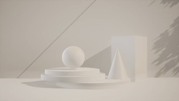 istock Abstract 3D products display podium showcase for scene with geometric shape. 3d rendering with white stage to show cosmetic products. Lighting in luxury white studio. 1482776024