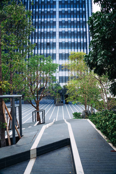 istock Shopping district surrounded by green trees 1482776261