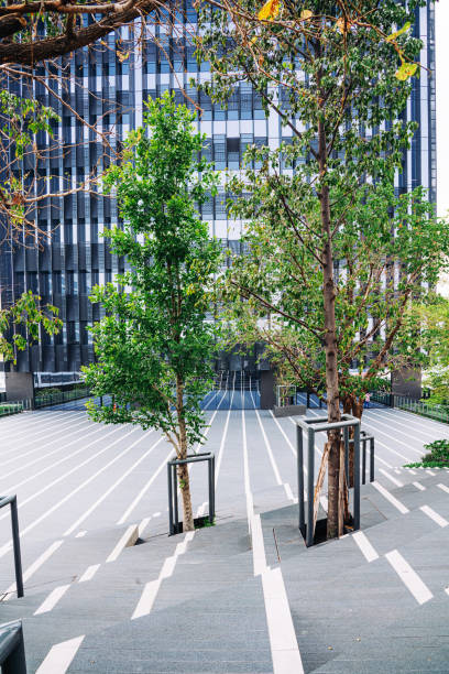 istock Shopping district surrounded by green trees 1482776279