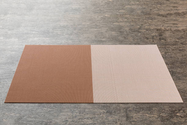 istock Perspective view of brown tablecloth for food on cement background. Empty space for your design 1482776553